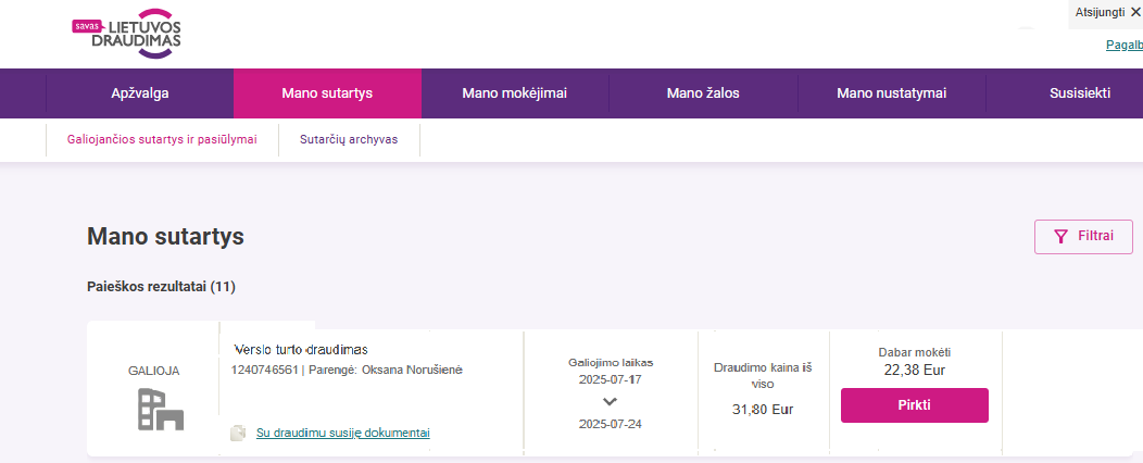 Langas, kuriame po sutartimi galima rasti su ja susijusius dokumentus.