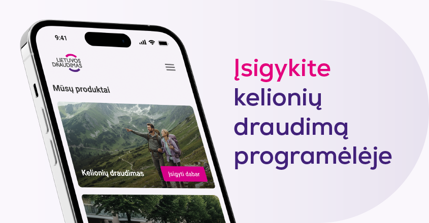 įsigykite kelionių draudimą programėlėje