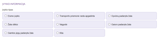 įvykio informacija - tipas