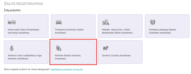 žalos registravimas - kelionių draudimas