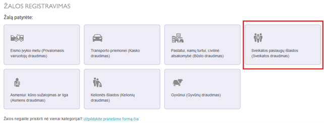 žalos registravimas - sveikatos draudimas