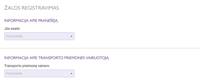 jūsų informacija žalos registravimui