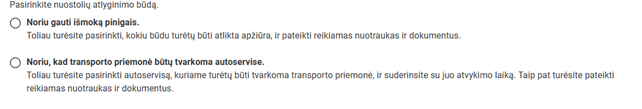Pasirinkite nuostolių atlyginimo būdą